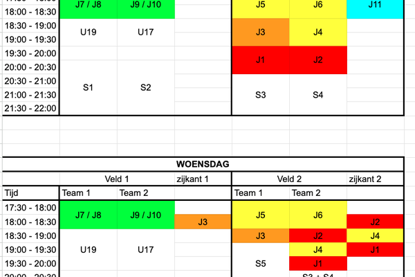 Trainingsrooster